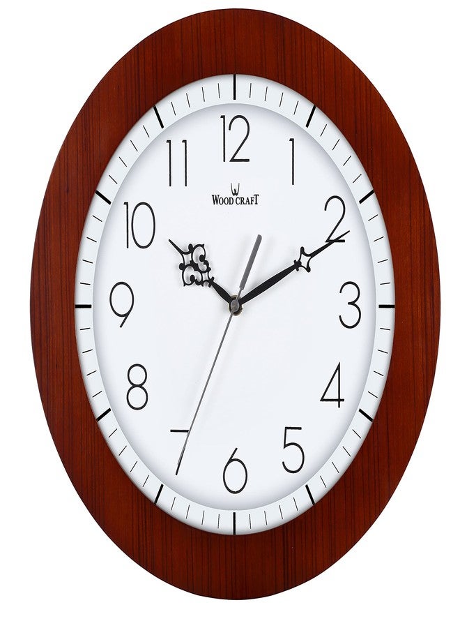 WOOD CRAFT ساعة حائط مصنوعة من الخشب: WS-4511 (33.5 سم × 33.5 سم × 4 سم، إطار بني، مينا أبيض) - Image 1